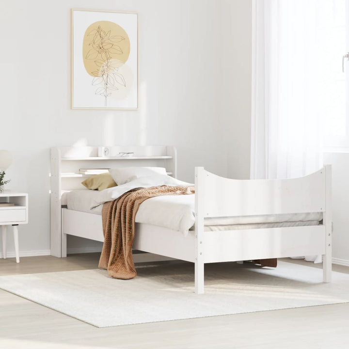 sengeramme med sengegavl 90x200 cm massivt fyrretræ hvid