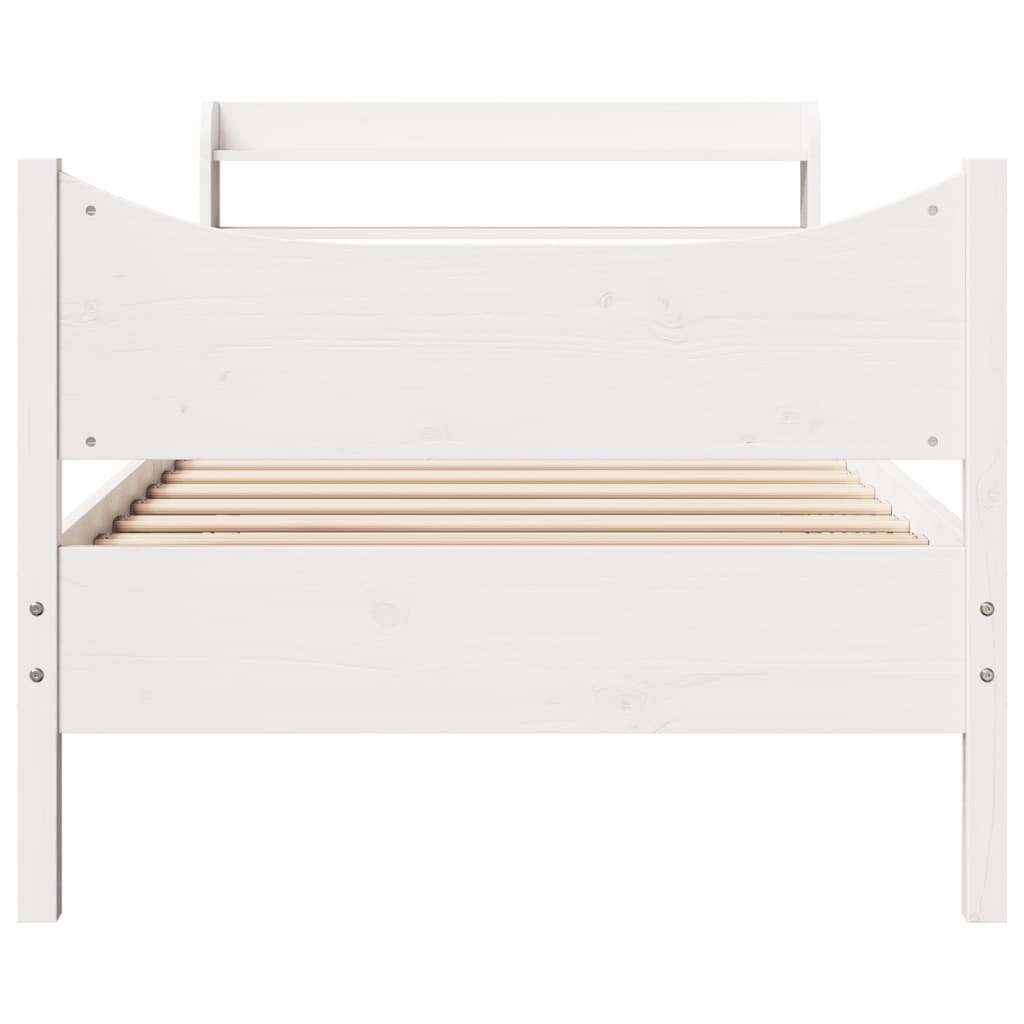 sengeramme med sengegavl 90x200 cm massivt fyrretræ hvid