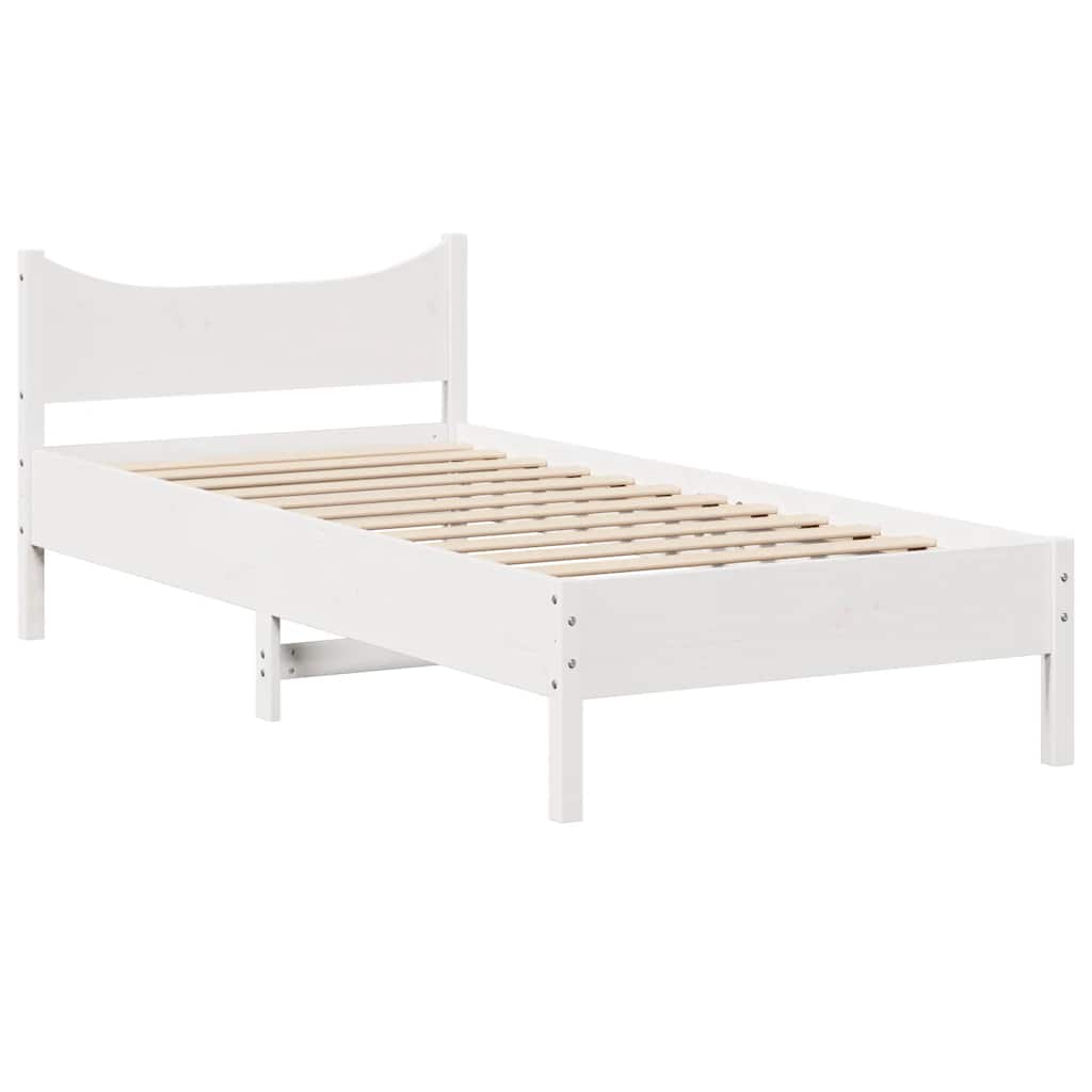 sengeramme med sengegavl 90x200 cm massivt fyrretræ hvid