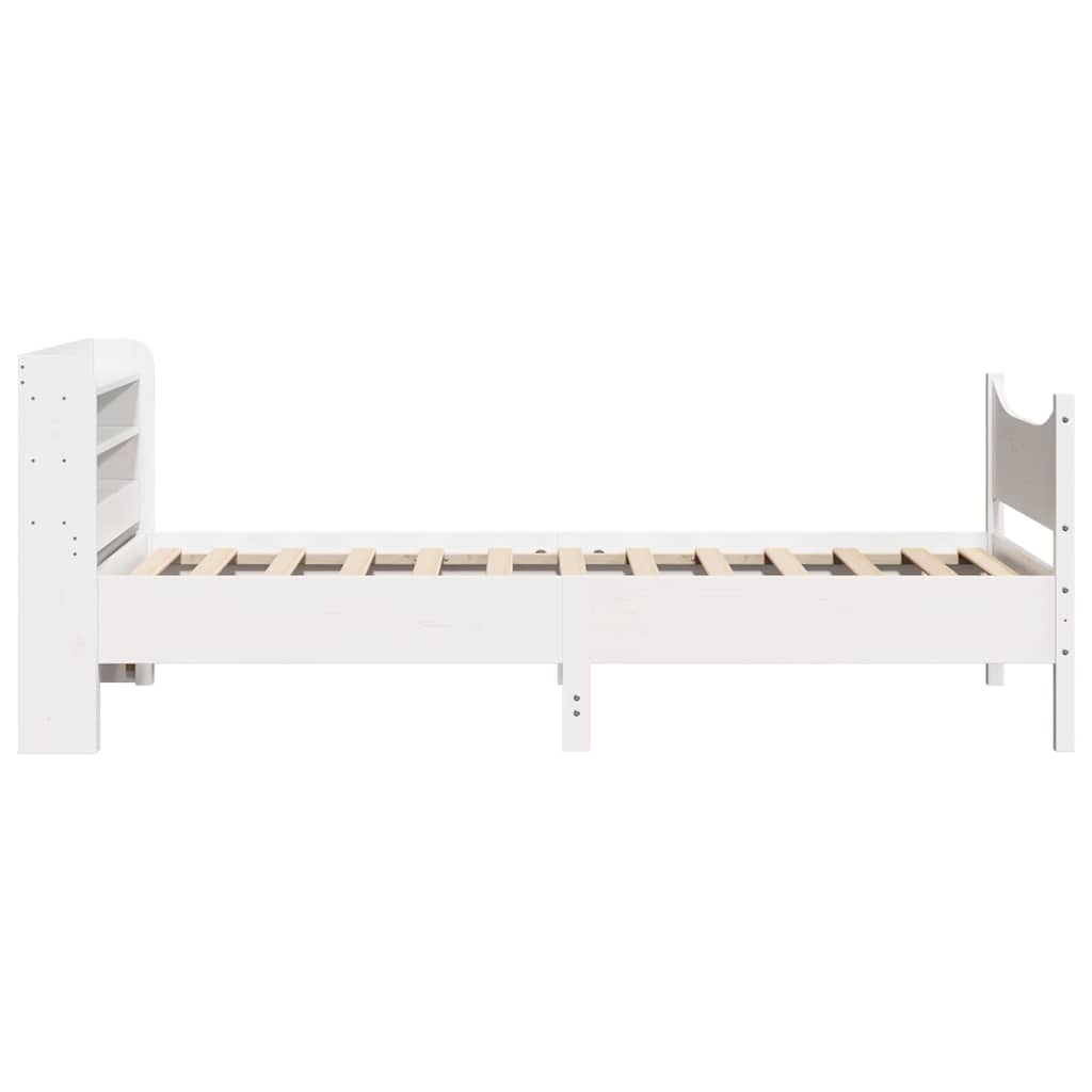 sengeramme med sengegavl 90x200 cm massivt fyrretræ hvid