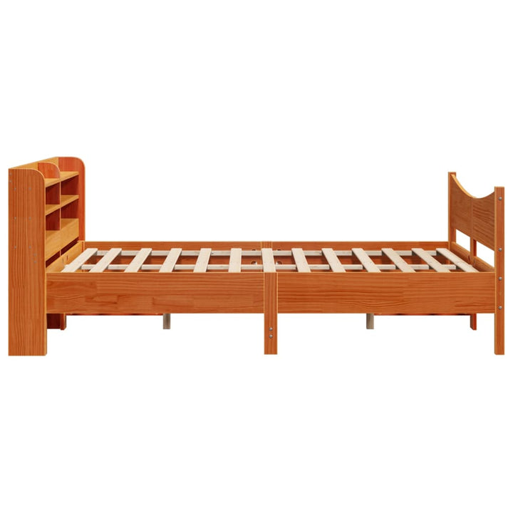 sengeramme med sengegavl 140x190 cm massivt fyrretræ gyldenbrun