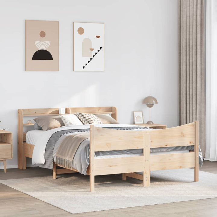sengeramme med sengegavl 135x190 cm massivt fyrretræ hvid