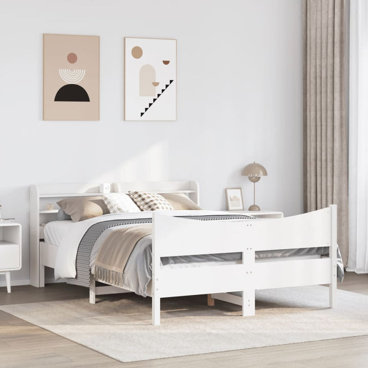 sengeramme med sengegavl135x190 cm massivt fyrretræ hvid