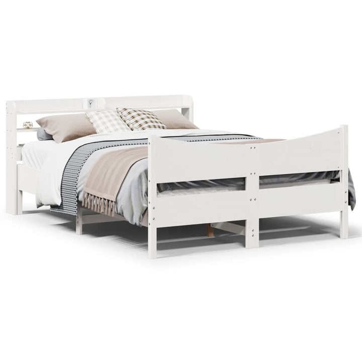 sengeramme med sengegavl135x190 cm massivt fyrretræ hvid