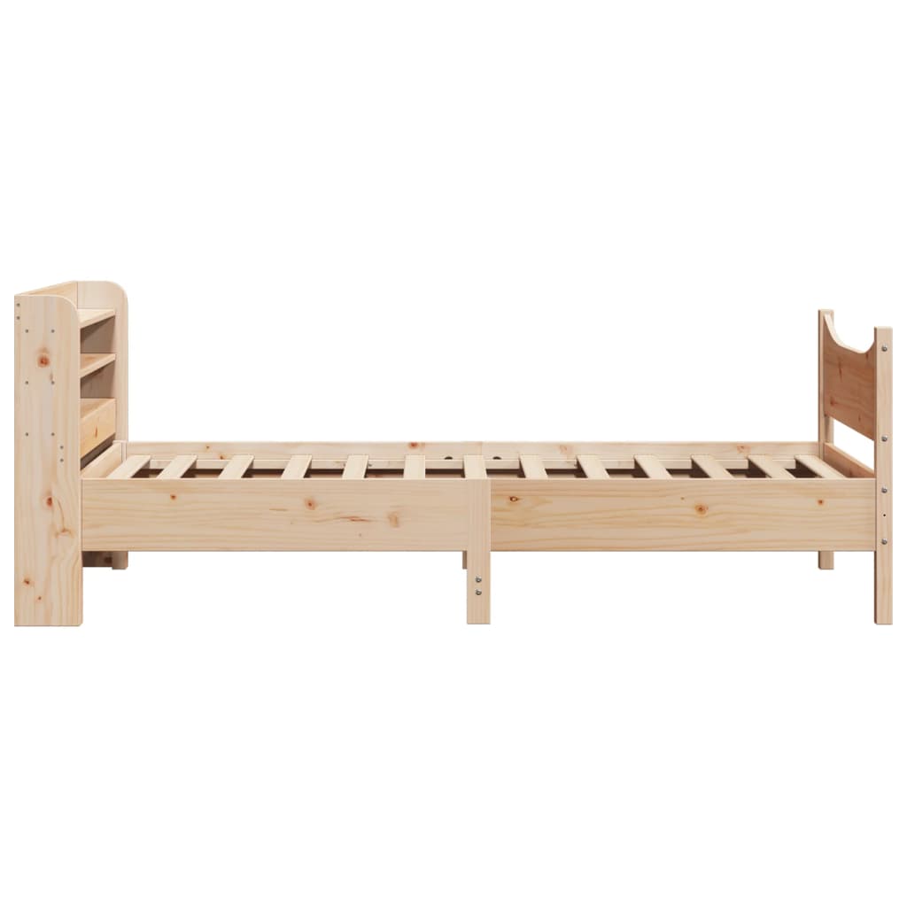 sengeramme med sengegavl 75x190 cm massivt fyrretræ
