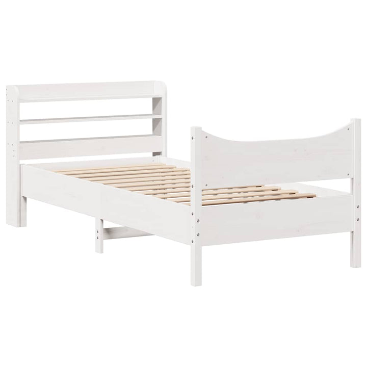 sengeramme med sengegavl 75x190 cm massivt fyrretræ hvid