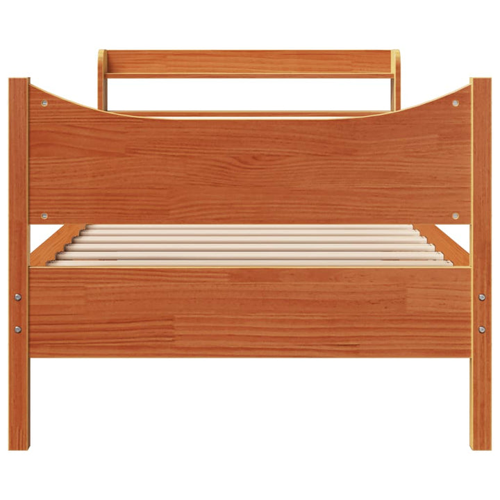 sengeramme med sengegavl 75x190 cm massivt fyrretræ gyldenbrun