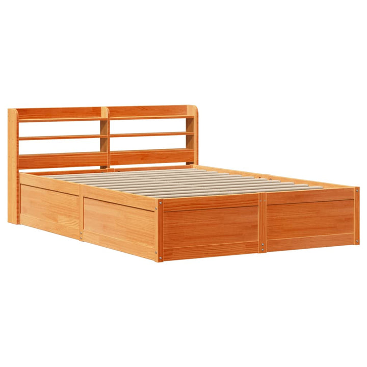 sengeramme med sengegavl 120x200 cm massivt fyrretræ gyldenbrun