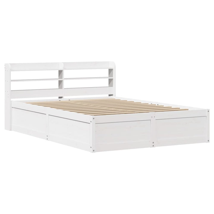 sengeramme med sengegavl 140x190 cm massivt fyrretræ hvid