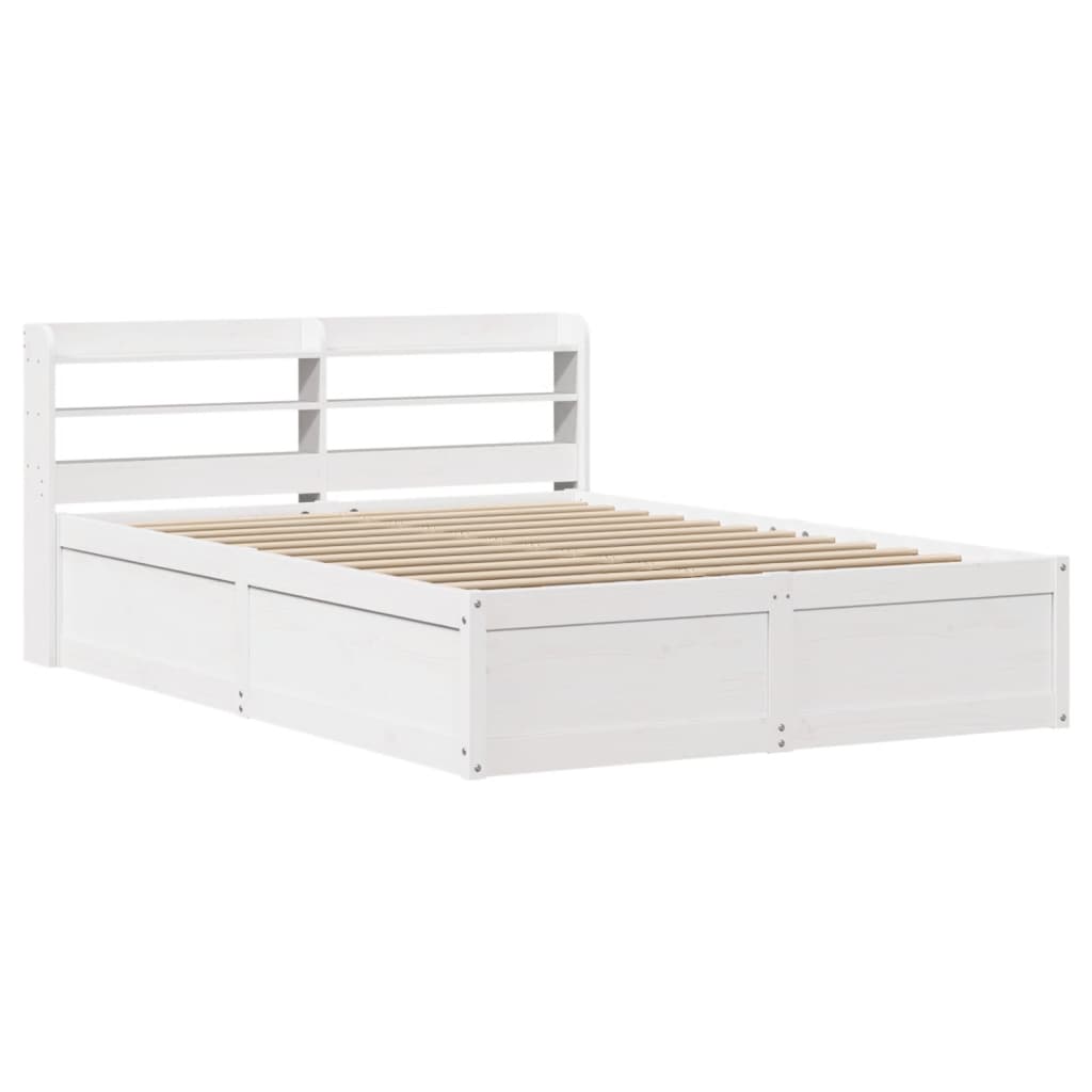 sengeramme med sengegavl135x190 cm massivt fyrretræ hvid