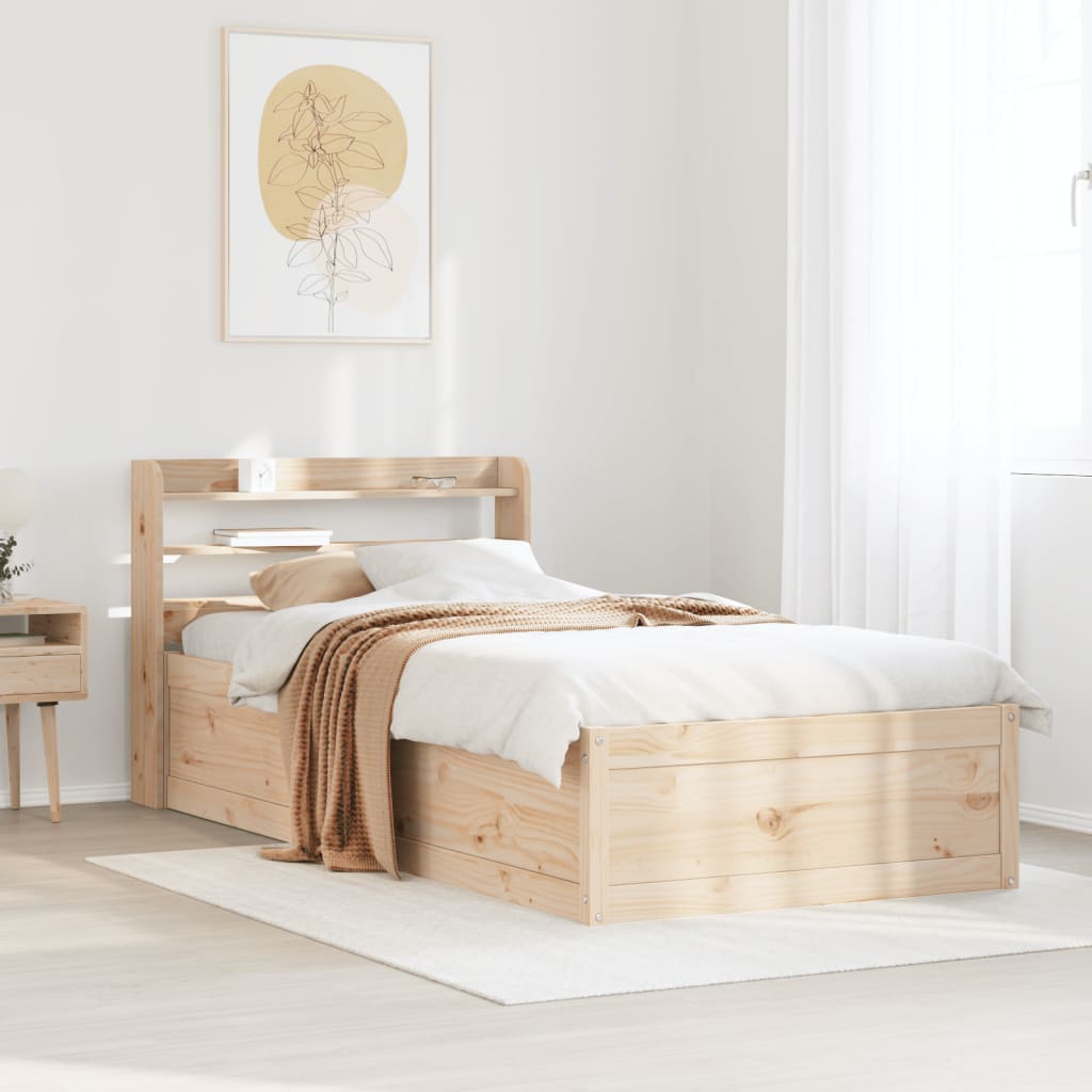 sengeramme med sengegavl 90x190 cm massivt fyrretræ