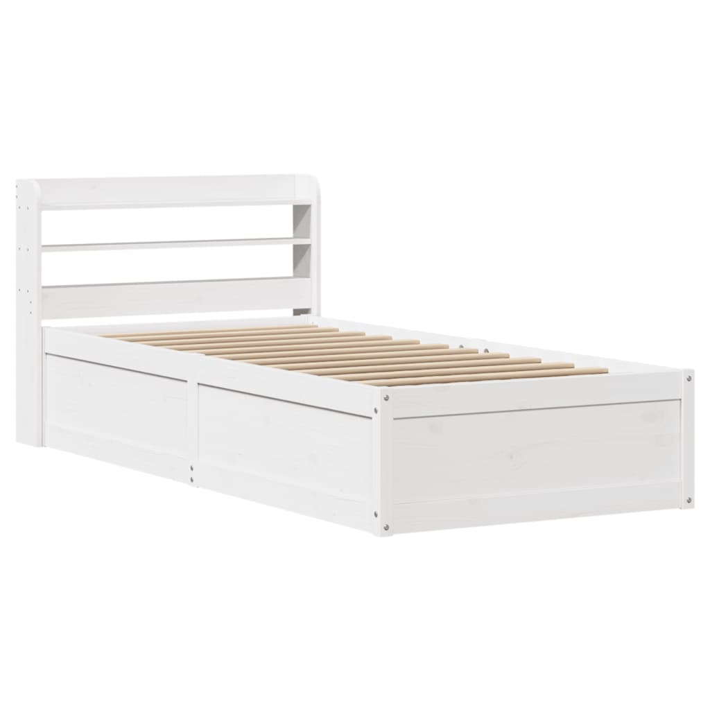 sengeramme med sengegavl 90x190 cm massivt fyrretræ hvid