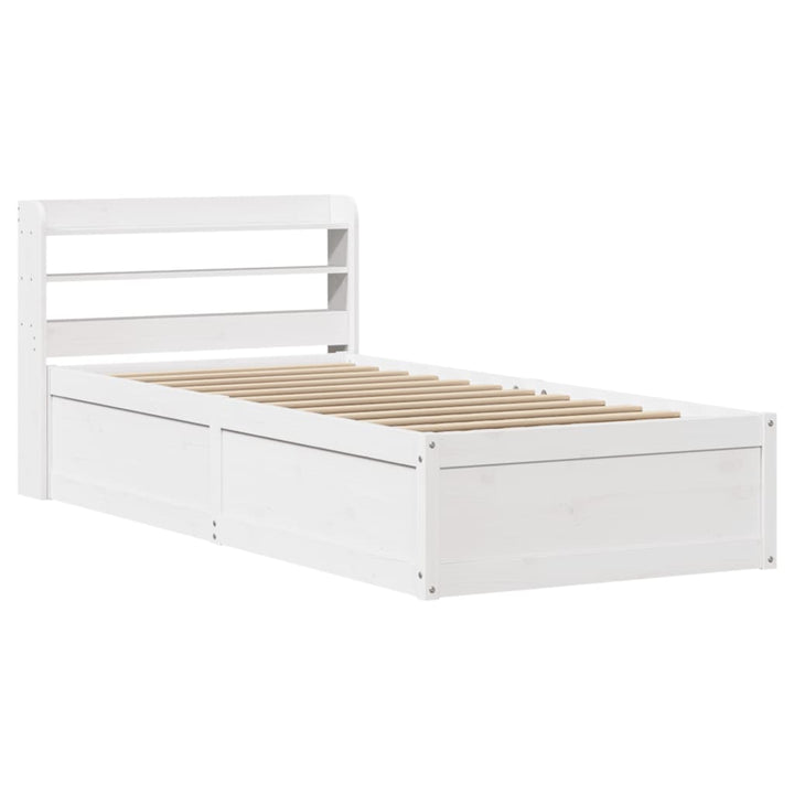 sengeramme med sengegavl 90x190 cm massivt fyrretræ hvid