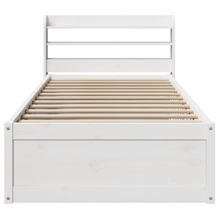 sengeramme med sengegavl 90x190 cm massivt fyrretræ hvid