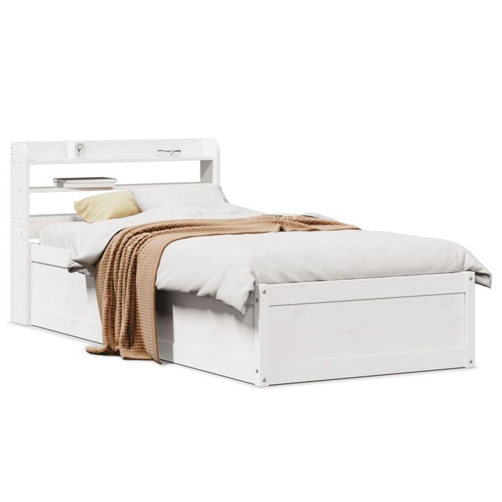 sengeramme med sengegavl 90x190 cm massivt fyrretræ hvid