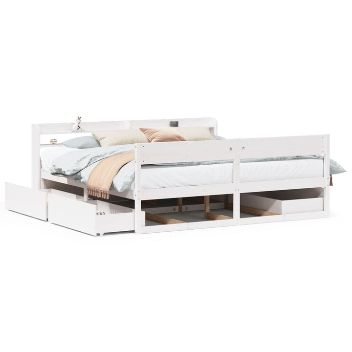 sengeramme uden madras 200x200 cm massivt fyrretræ hvid