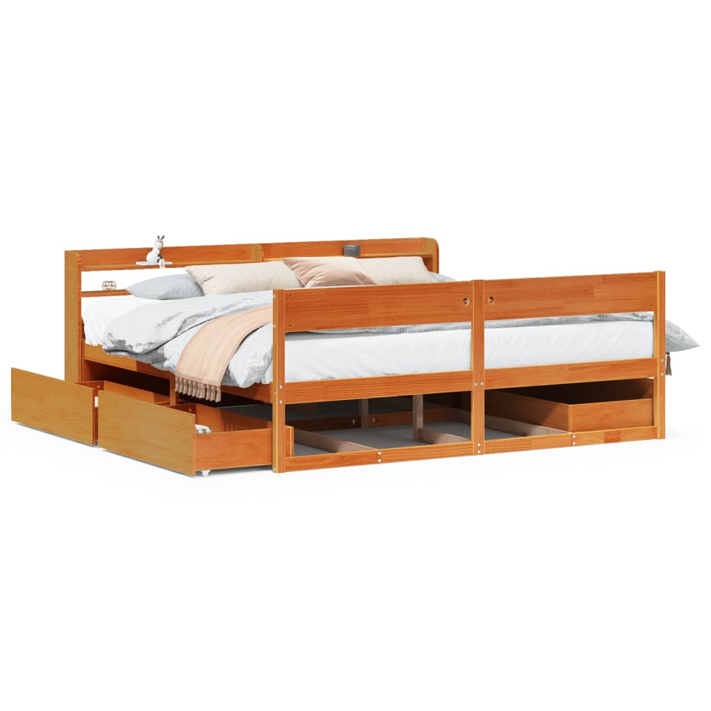 sengeramme uden madras 180x200 cm massivt fyrretræ gyldenbrun