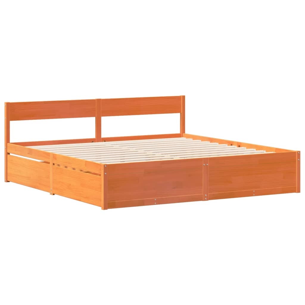 sengeramme uden madras 180x200 cm massivt fyrretræ gyldenbrun