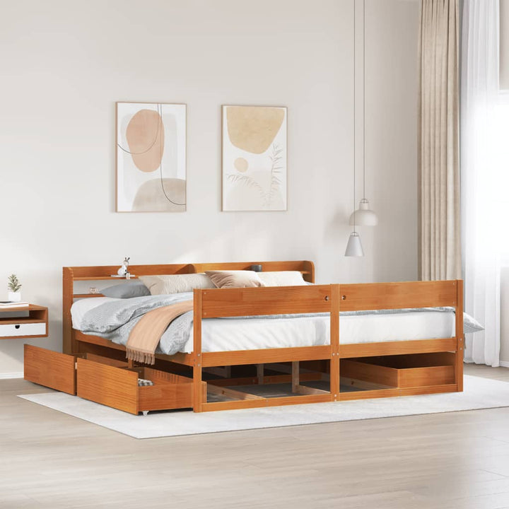 sengeramme uden madras 180x200 cm massivt fyrretræ gyldenbrun