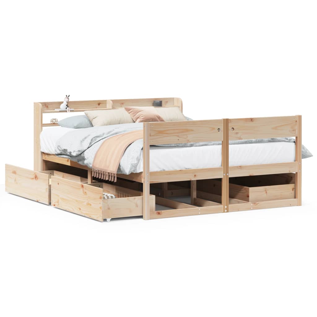 sengeramme uden madras 150x200 cm massivt fyrretræ