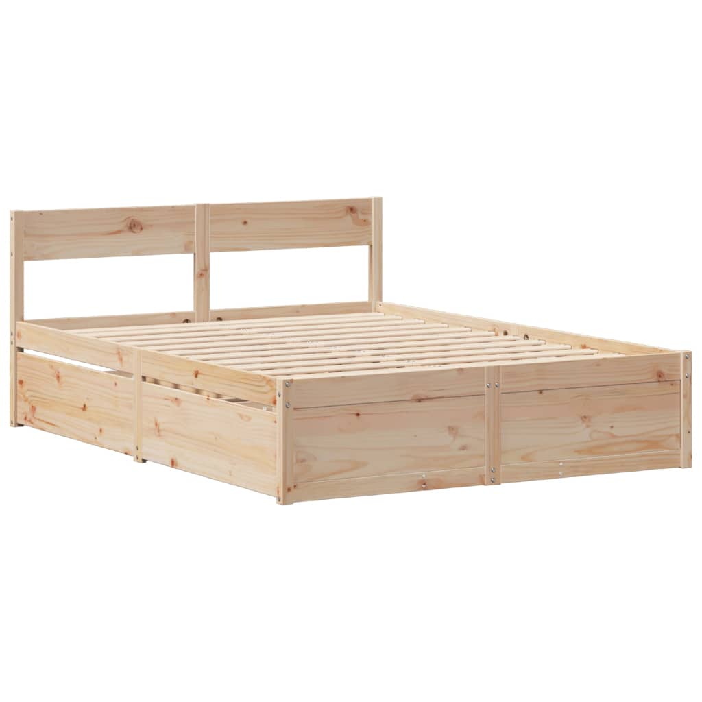 sengeramme uden madras 150x200 cm massivt fyrretræ