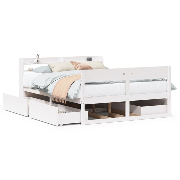 sengeramme uden madras 150x200 cm massivt fyrretræ hvid