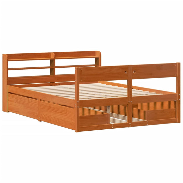 sengeramme uden madras 150x200 cm massivt fyrretræ gyldenbrun