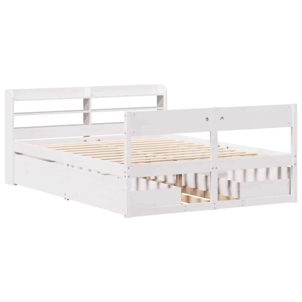 sengeramme uden madras 120x200 cm massivt fyrretræ hvid