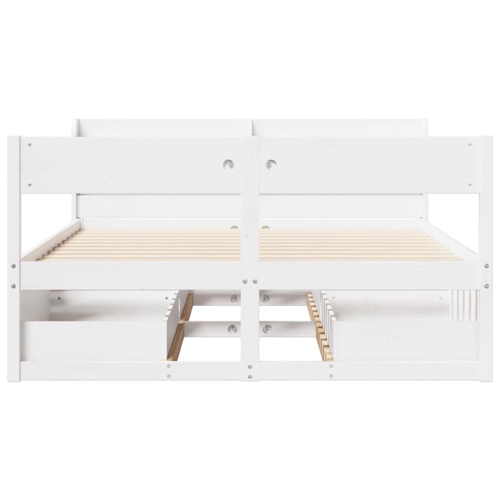 sengeramme uden madras 120x200 cm massivt fyrretræ hvid