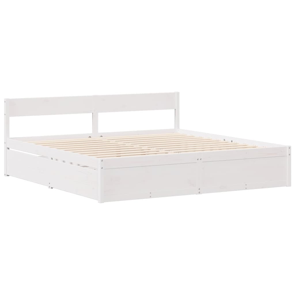 sengeramme uden madras 120x200 cm massivt fyrretræ hvid