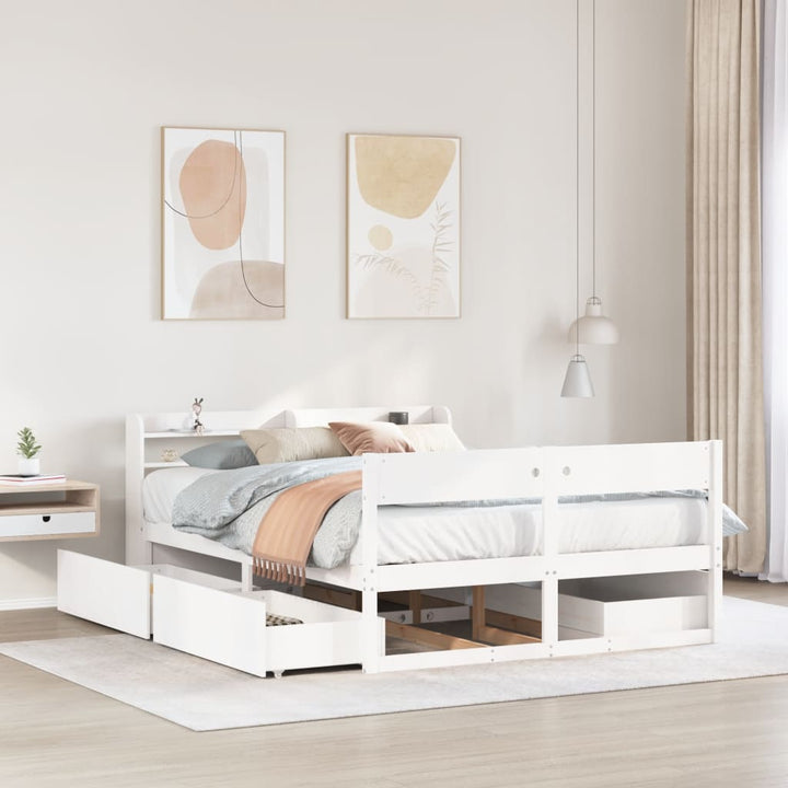 sengeramme uden madras 120x200 cm massivt fyrretræ hvid