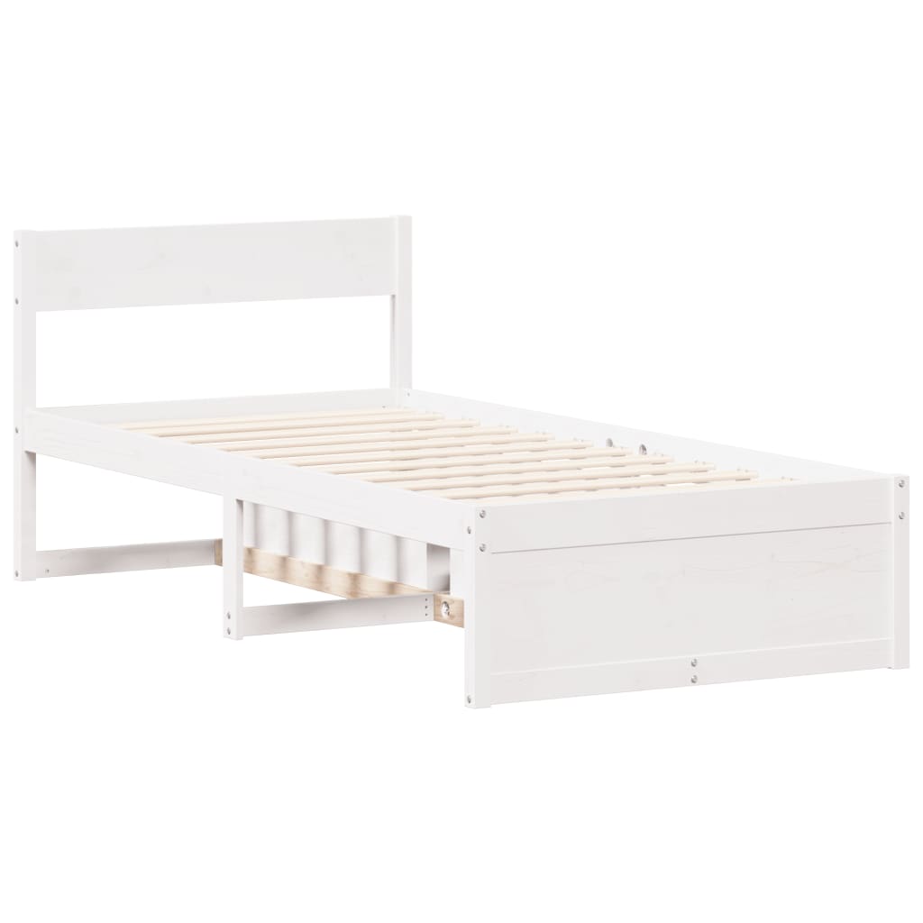 sengeramme uden madras 90x200 cm massivt fyrretræ hvid