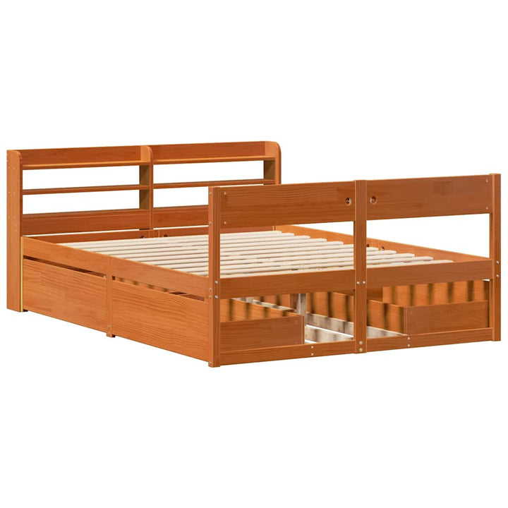 sengeramme uden madras 140x190 cm massivt fyrretræ gyldenbrun