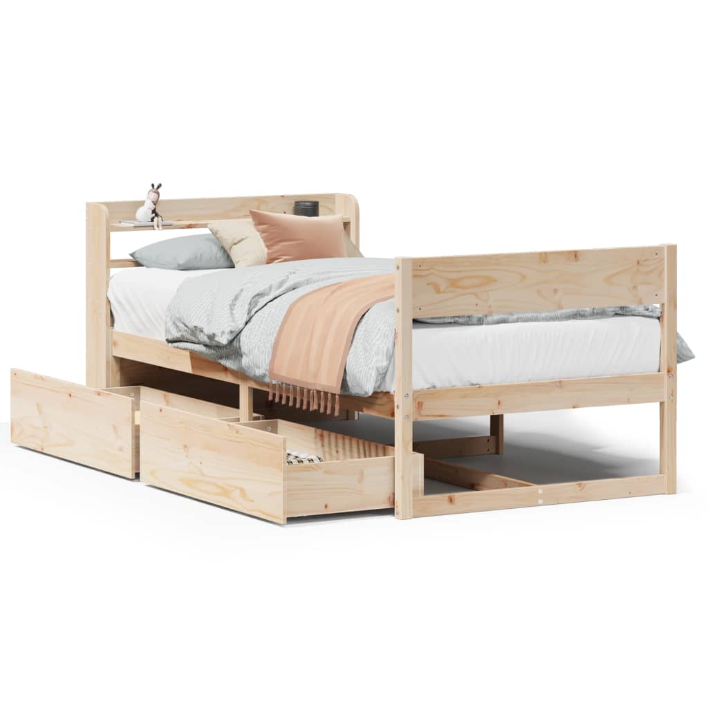 sengeramme uden madras 90x190 cm massivt fyrretræ