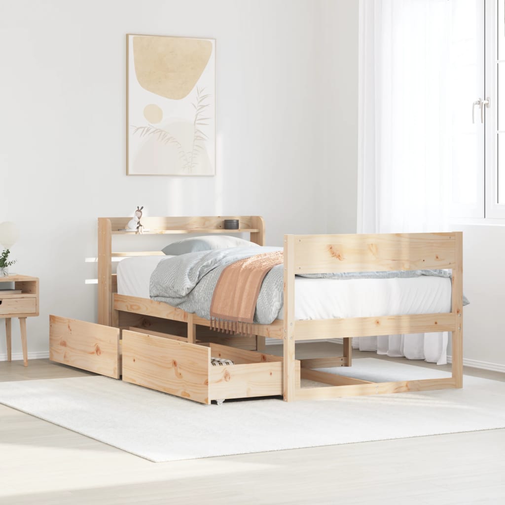 sengeramme uden madras 90x190 cm massivt fyrretræ