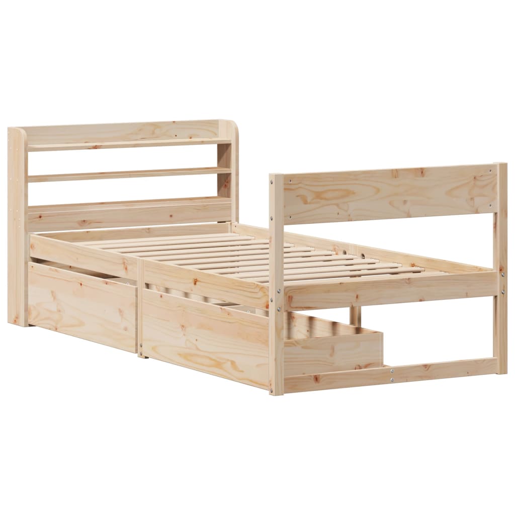 sengeramme uden madras 75x190 cm massivt fyrretræ