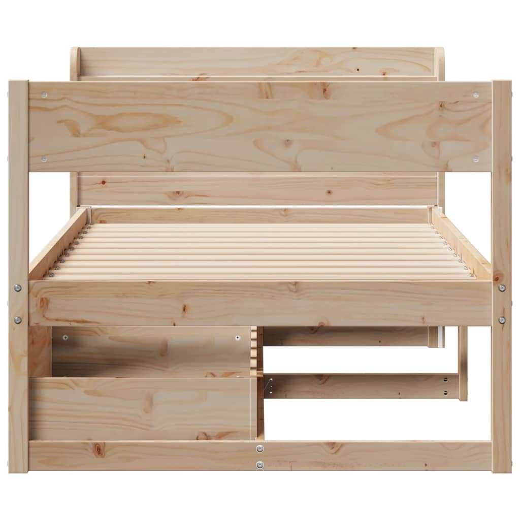 sengeramme uden madras 75x190 cm massivt fyrretræ