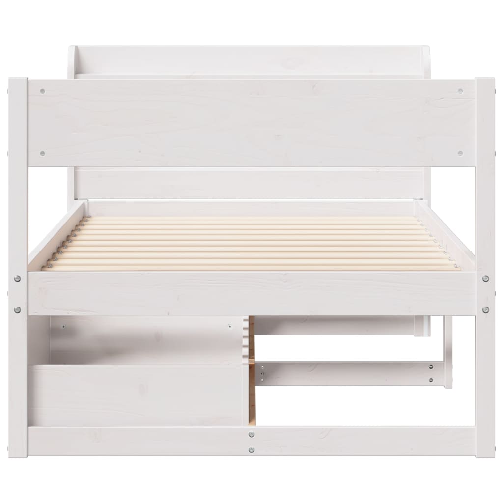 sengeramme uden madras 75x190 cm massivt fyrretræ hvid