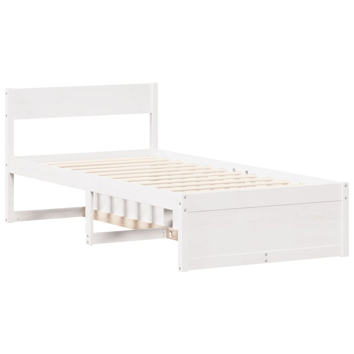 sengeramme uden madras 75x190 cm massivt fyrretræ hvid