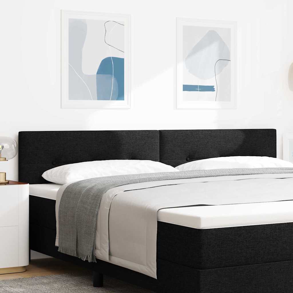 LED sengegavl med LED-lysstrimler Sort 200 cm Stof
