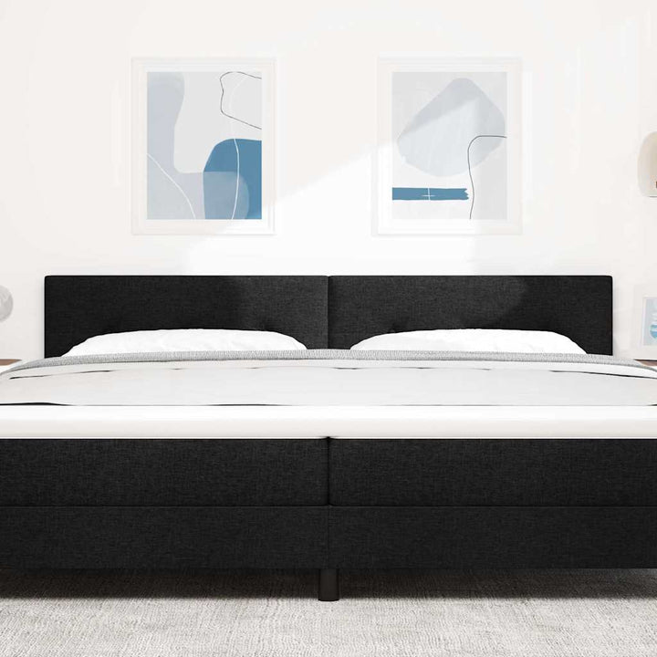 LED sengegavl med LED-lysstrimler Sort 200 cm Stof