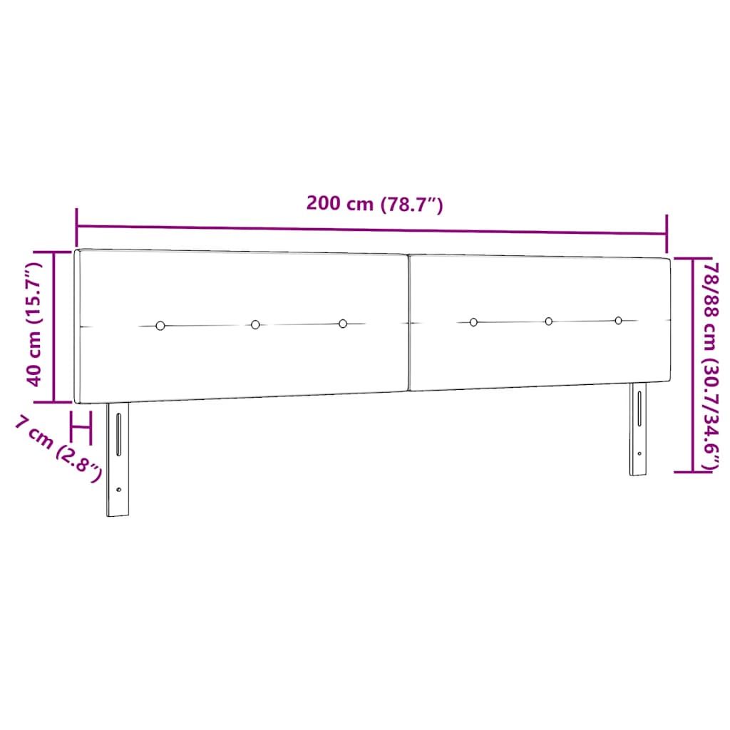 LED sengegavl med LED-lysstrimler Sort 200 cm Stof