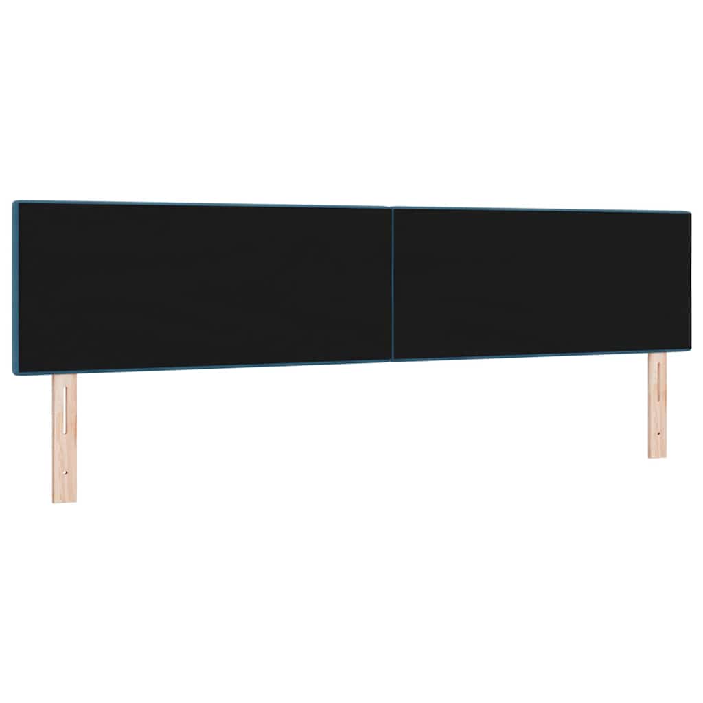 LED sengegavl med LED-lysstrimler Blå 200 cm Fløjl