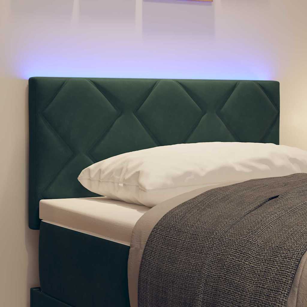 LED sengegavl Mørkegrøn 80 cm Fløjl