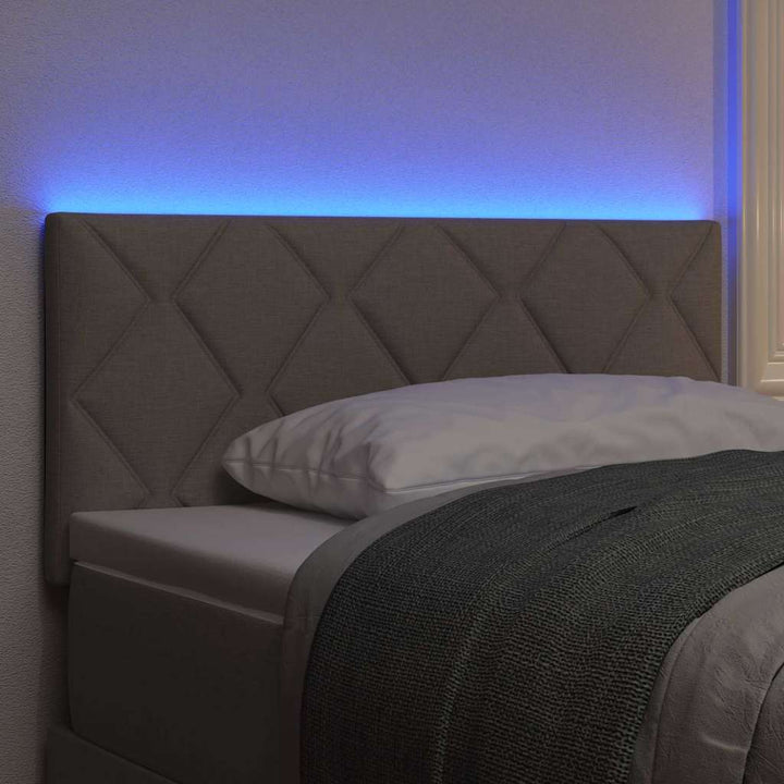 LED sengegavl Gråbrun Stof