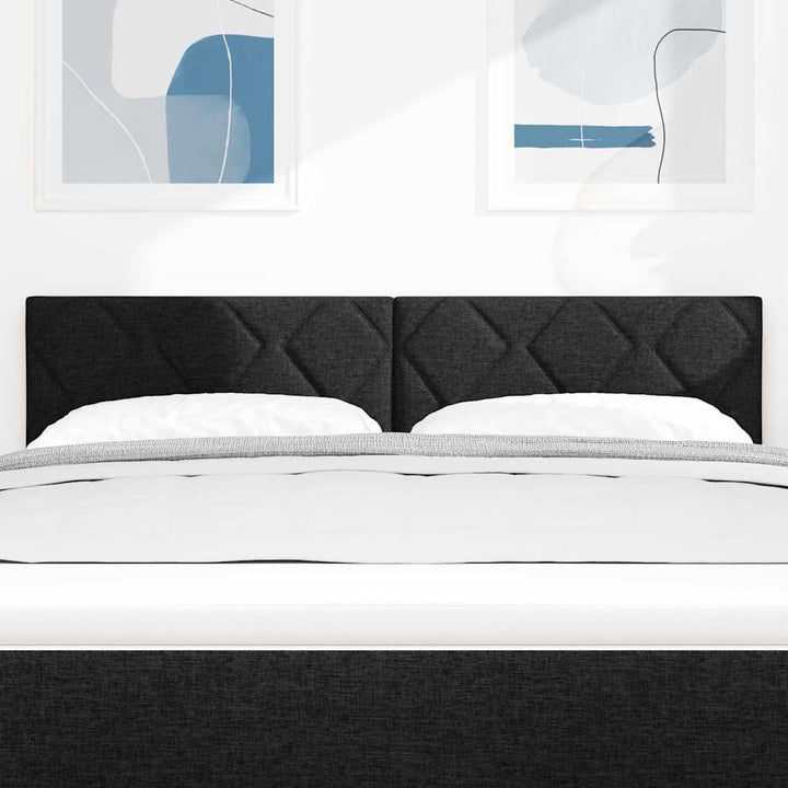 LED sengegavl Sort 144 cm Stof