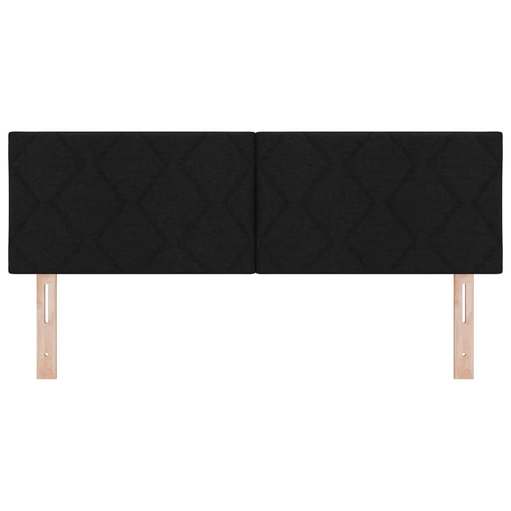 LED sengegavl Sort 144 cm Stof