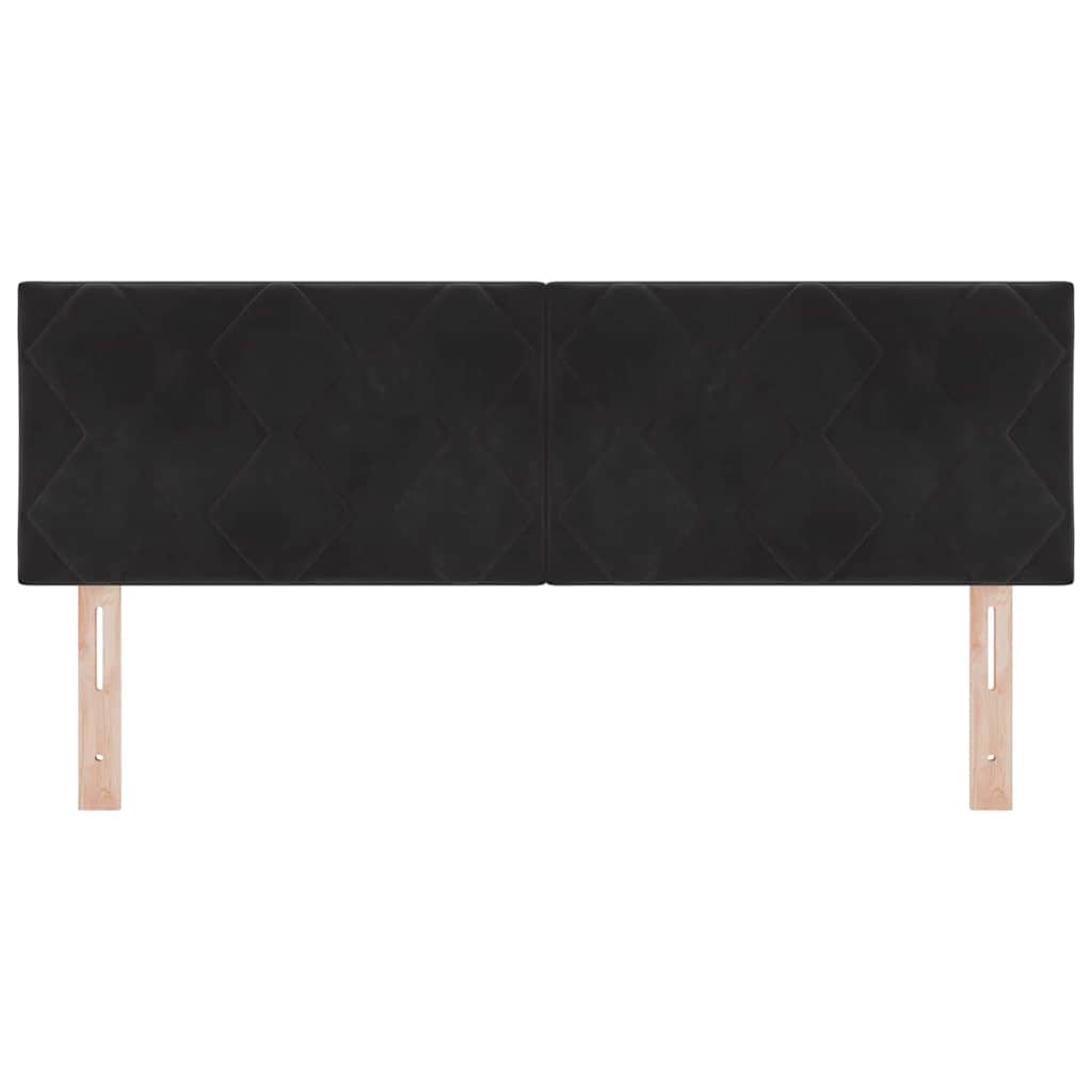 LED sengegavl Sort 144 cm Fløjl