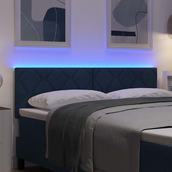 LED sengegavl Blå 160 cm Stof