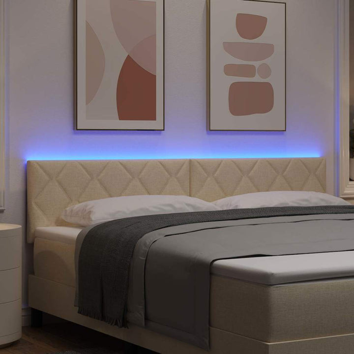 LED sengegavl Creme 180 cm Stof